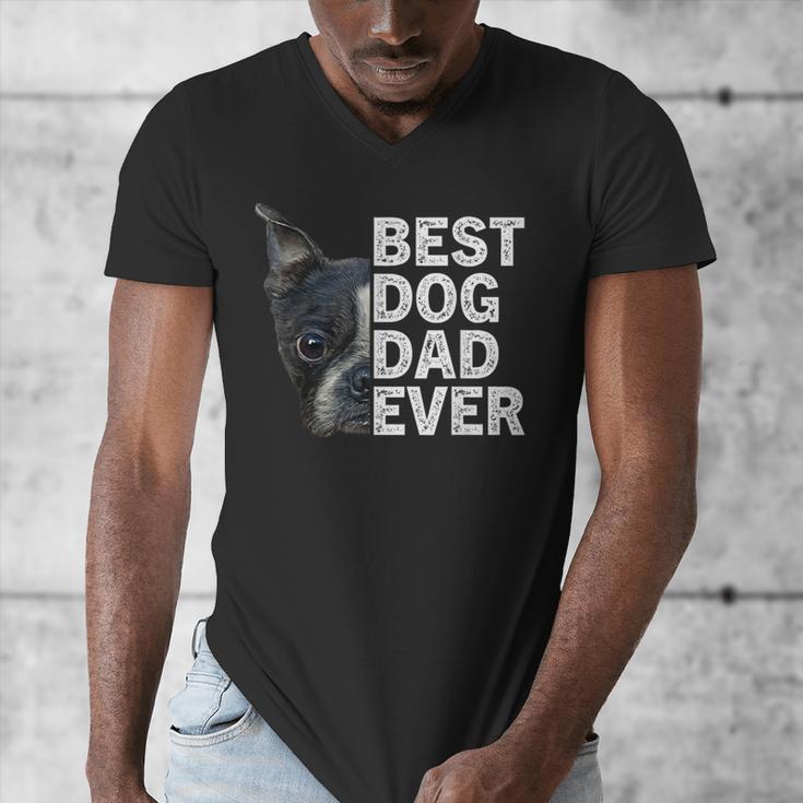 Best Dog Dad Ever Boston Terrier Dog Lover For Dad Men Women Girls Kids Men's V-Neck T-Shirt, Couple Gifts, Boston Terrier Dad Gifts, funny design