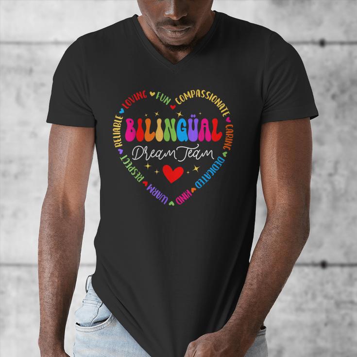 Bilingues Dream Team Dual Language Bilingual Crew Teacher Men's V-Neck T-Shirt, funny design Bilingues Dream Team Dual Language Bilingual Crew Teacher Men's V-Neck T-Shirt, funny design