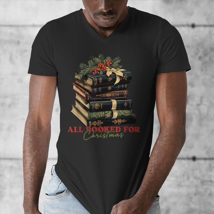All Booked For Christmas Christmas Book Tree For Teacher For Men Women Kids Men's V-Neck T-Shirt, funny design All Booked For Christmas Christmas Book Tree For Teacher For Men Women Kids Men's V-Neck T-Shirt, funny design