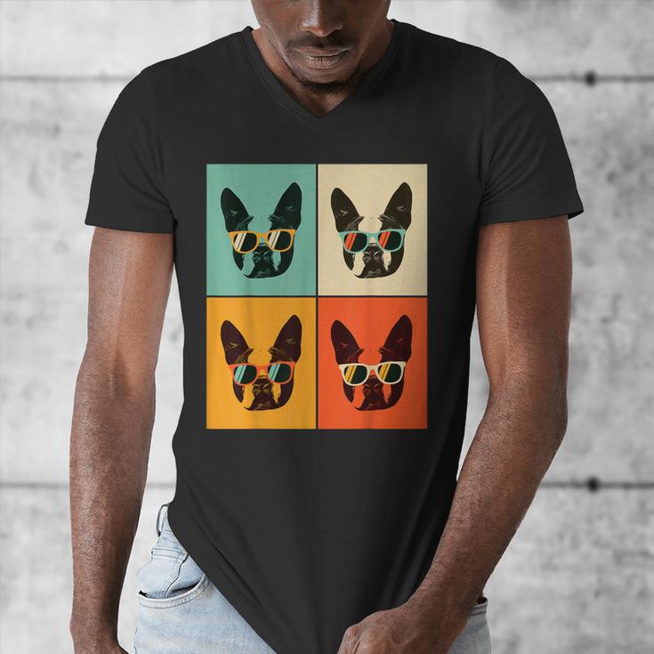 Bostie Dog Lover Boston Terrier With Sunglasses For Men Women Girls Kids Men's V-Neck T-Shirt, funny design