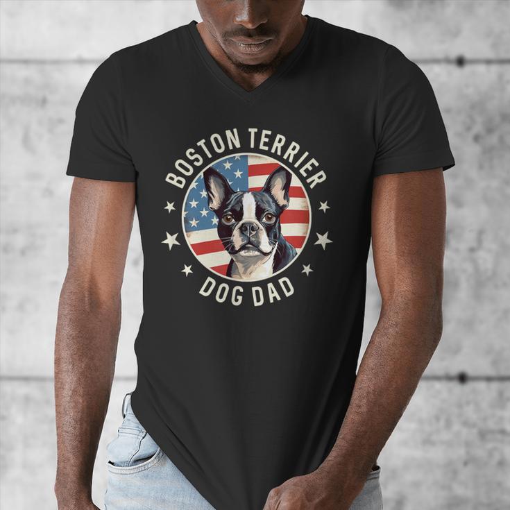 Boston Bull Terrier Men Boston Terrier Dog Dad Men's V-Neck T-Shirt, Couple Gifts, Boston Terrier Dad Gifts, funny design