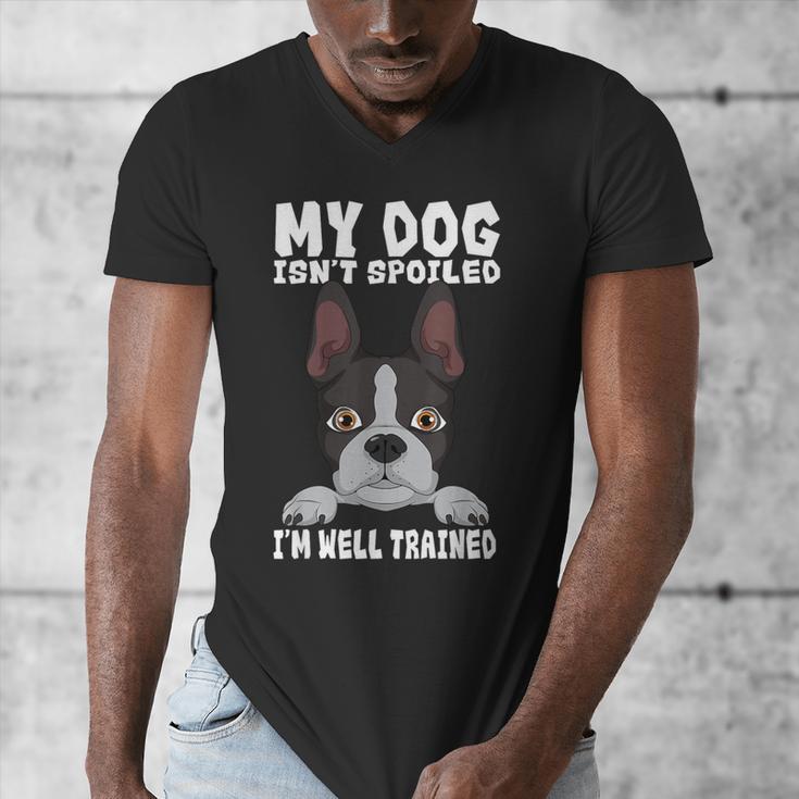 Boston Terrier American Gentleman Dog Lover I'm Well Trained Men's V-Neck T-Shirt, American Boston Terrier Gifts, funny design