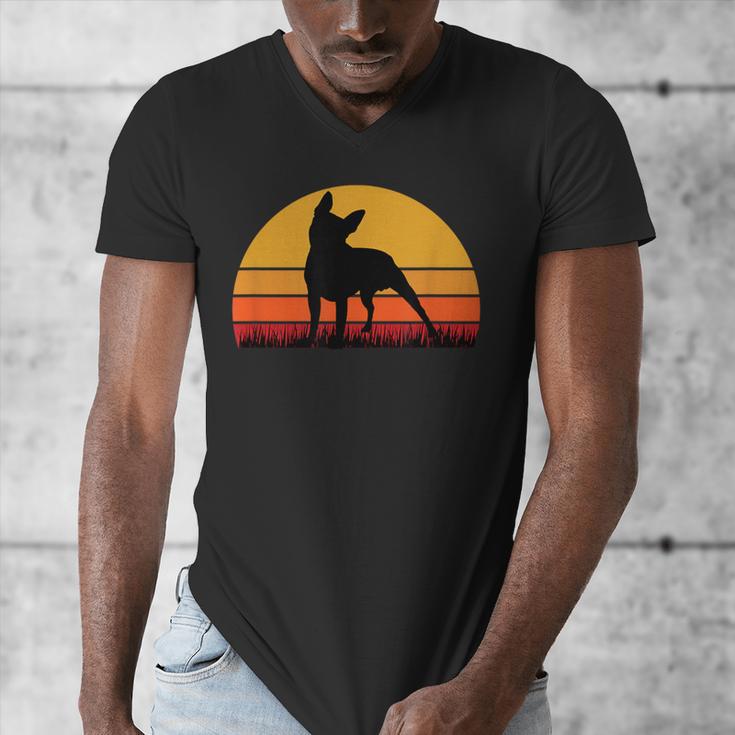 Boston Terrier Bostie Sunset Retro Dog Pet Mom Dad Men's V-Neck T-Shirt, Couple Gifts, Mom Gifts, Boston Terrier Dad Gifts, Boston Terrier Mom Gifts, funny design