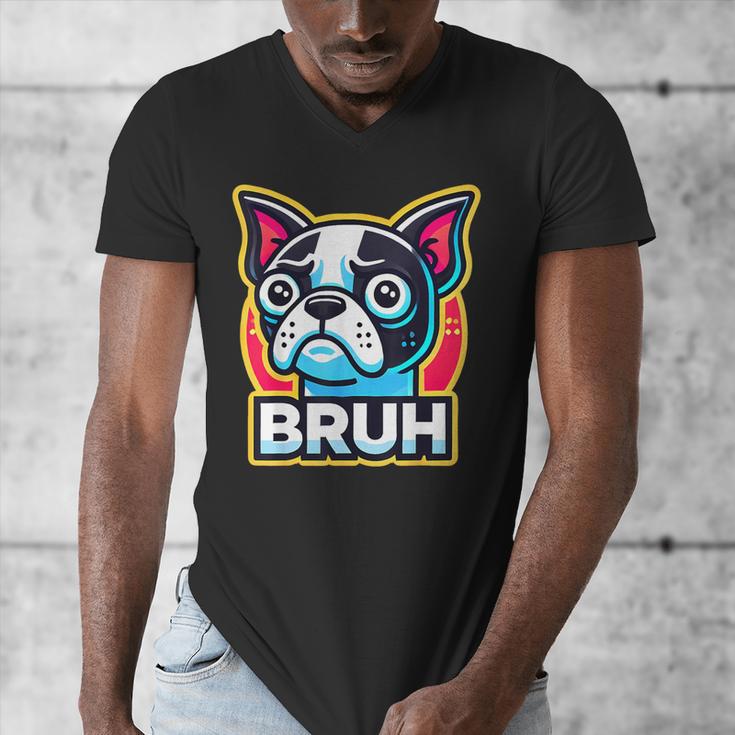 Boston Terrier Bruh Dog Lover Men's V-Neck T-Shirt, funny design