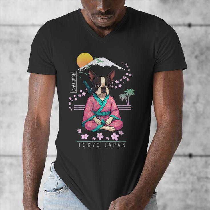 Boston Terrier Boston Bull Terrier Men's V-Neck T-Shirt, funny design