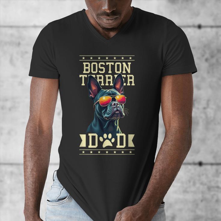 Boston Terrier Dad Boston Bull Bostie Dog Men's V-Neck T-Shirt, Couple Gifts, Boston Terrier Dad Gifts, funny design