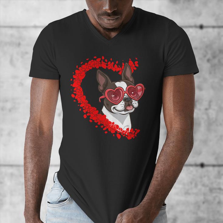 Boston Terrier Dog Mom Dad Valentine’s Day Pet Lover For Men Women Kids Men's V-Neck T-Shirt, Couple Gifts, Mom Gifts, Boston Terrier Dad Gifts, Boston Terrier Mom Gifts, funny design