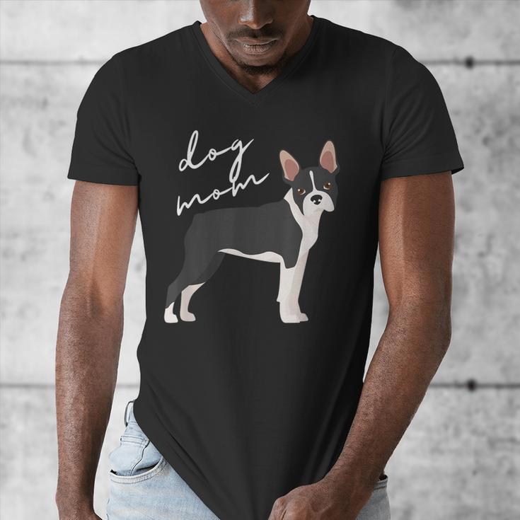 Boston Terrier Dog Mom Woman Women Men's V-Neck T-Shirt, Couple Gifts, Mom Gifts, Boston Terrier Mom Gifts, funny design