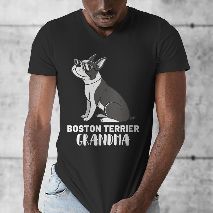 Boston Terrier Dog Owner Grandma Men's V-Neck T-Shirt, funny design