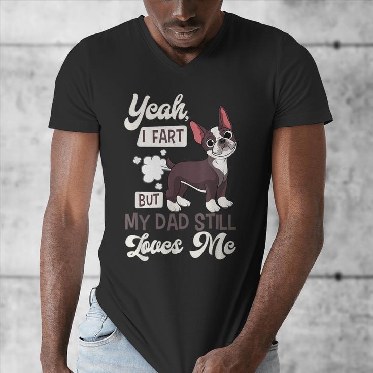 Boston Terrier Fart American Gentleman Non-Sporting Dog Men's V-Neck T-Shirt, American Boston Terrier Gifts, funny design