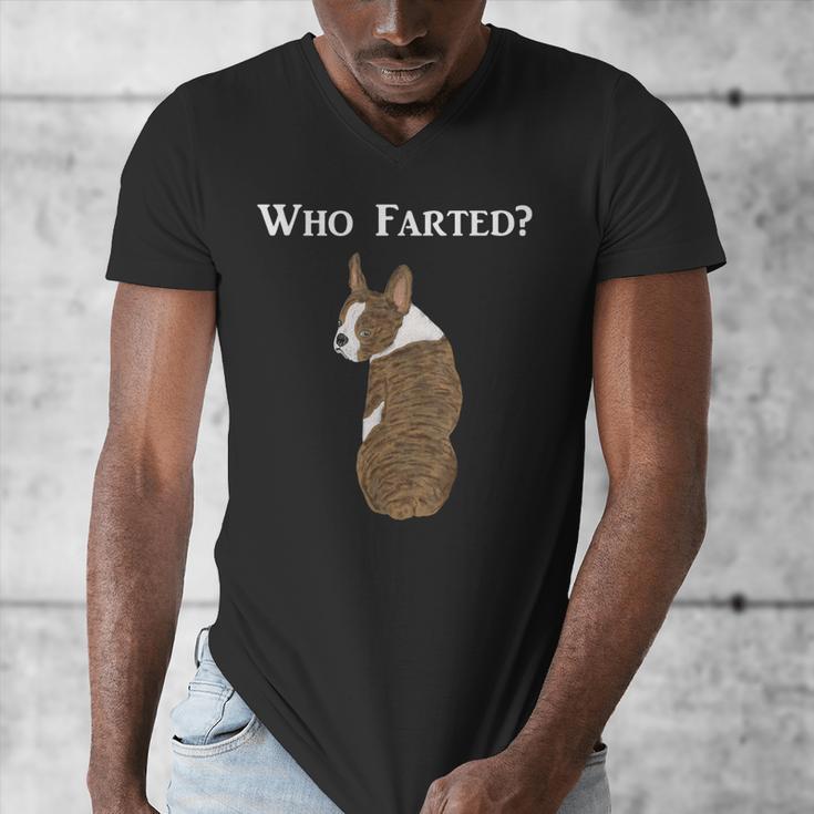 Boston Terrier Who Farted Men's V-Neck T-Shirt, funny design