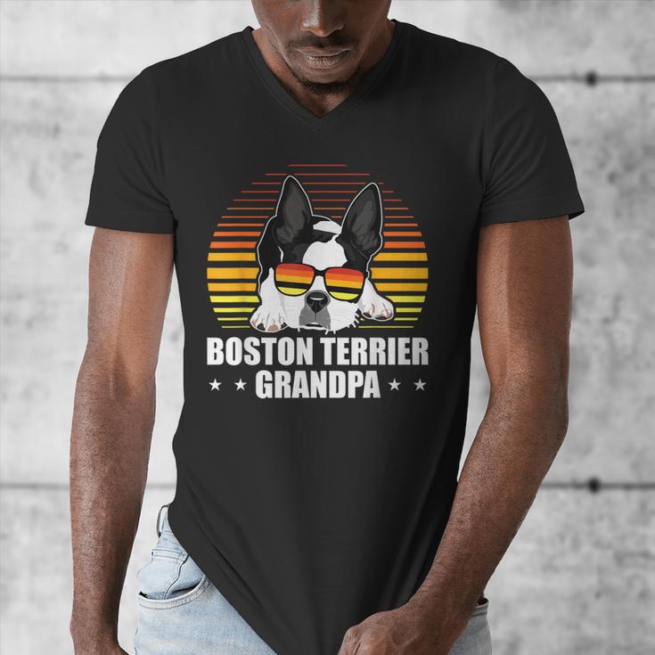 Boston Terrier Grandpa Dog Owner Boston Terrier Men's V-Neck T-Shirt, funny design