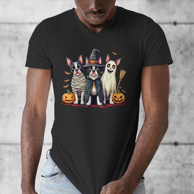 Boston Terrier Halloween Costume Mummy Witch Ghost Dog Lover For Men Women Kids Men's V-Neck T-Shirt, Boston Terrier Ghost Gifts, Boston Terrier Halloween Gifts, funny design