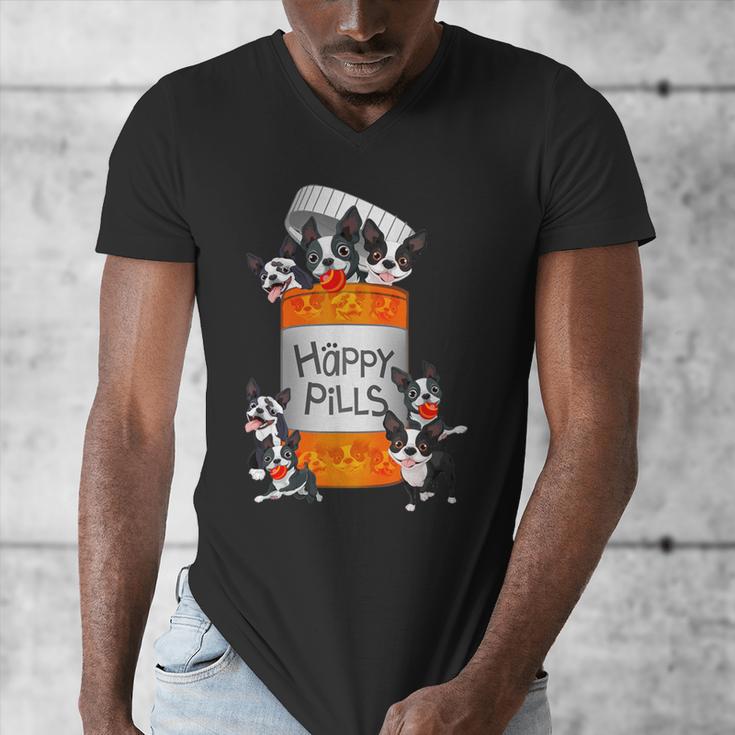 Boston Terrier Happy Pills T-Shirt Men's V-Neck T-Shirt, funny design