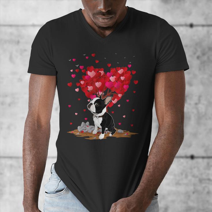 Boston Terrier Lover Heart Shape Boston Terrier Valentine Men's V-Neck T-Shirt, funny design