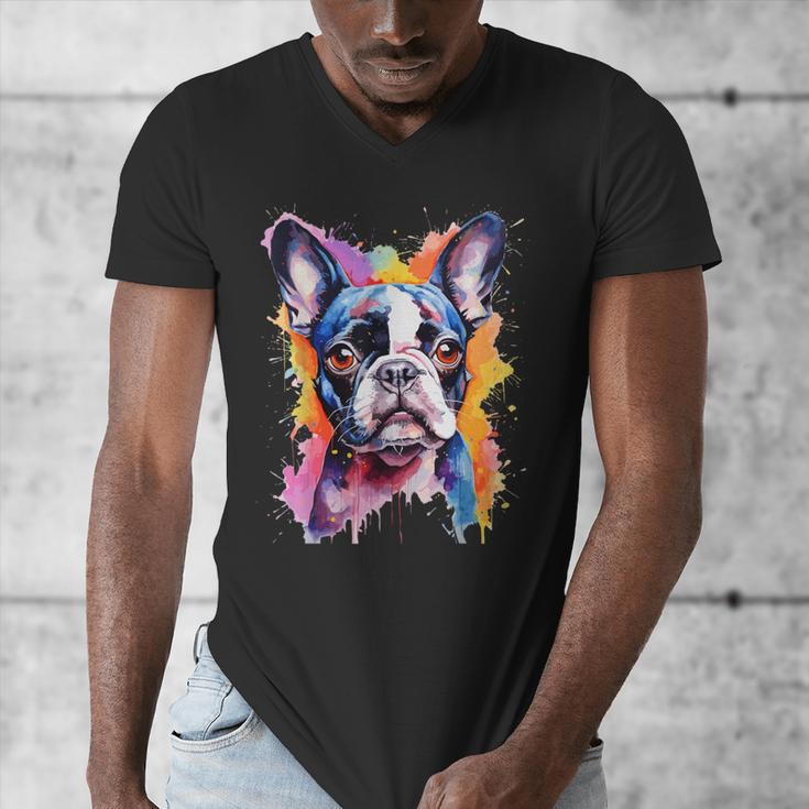 Boston Terrier Lover Pop Art Color Boston Terrier Dog For Men Women Girls Kids Men's V-Neck T-Shirt, funny design