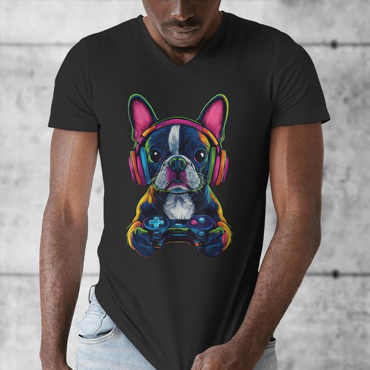 Boston Terrier Lovers Gaming Headphones Boston Terrier Men's V-Neck T-Shirt, funny design