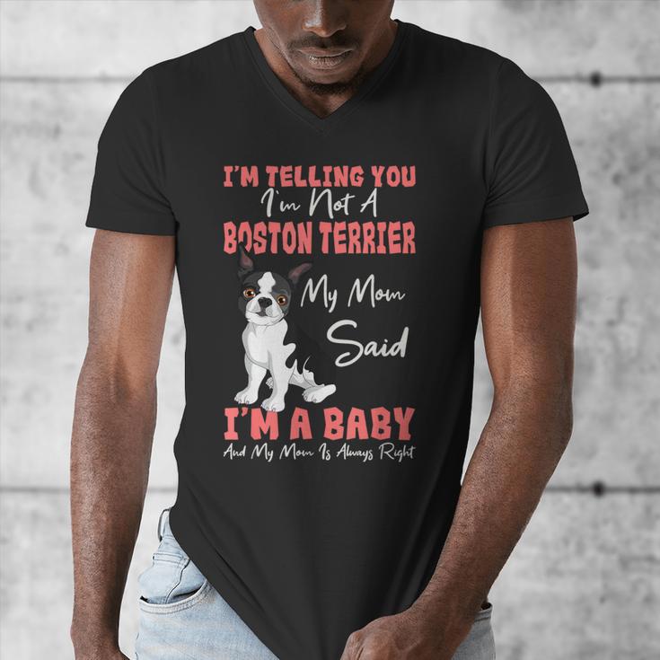 Boston Terrier Mom American Gentleman Dog Lover Mother's Day Men's V-Neck T-Shirt, Couple Gifts, Mom Gifts, Boston Terrier Mom Gifts, American Boston Terrier Gifts, funny design