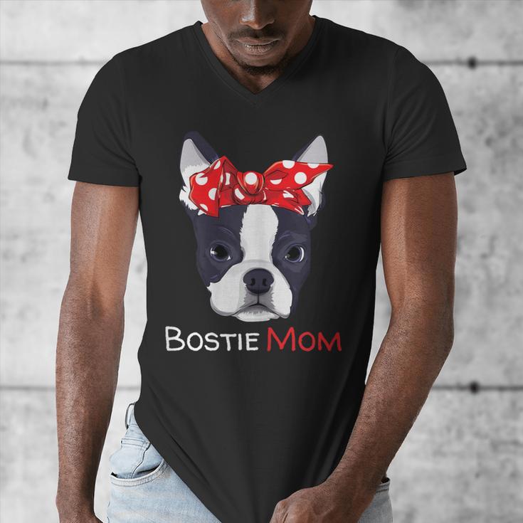 Boston Terrier Mom Bostie Women Girls Men's V-Neck T-Shirt, Couple Gifts, Mom Gifts, Boston Terrier Mom Gifts, funny design