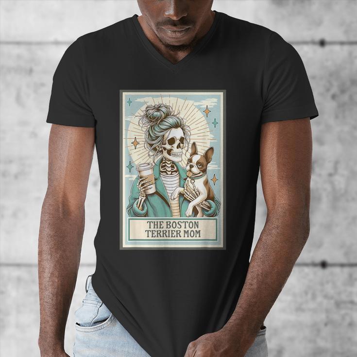 Boston Terrier Mom Skeleton Tarot Card Witch Vibes Dog Mom Men's V-Neck T-Shirt, Couple Gifts, Mom Gifts, Boston Terrier Tarot Gifts, Boston Terrier Mom Gifts, funny design