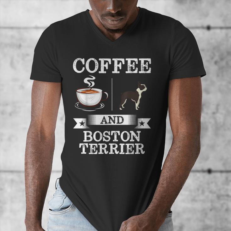 Boston Terrier Shirt Coffee And Boston Terrier Cute Dog For Men Women Girls Kids Men's V-Neck T-Shirt, funny design