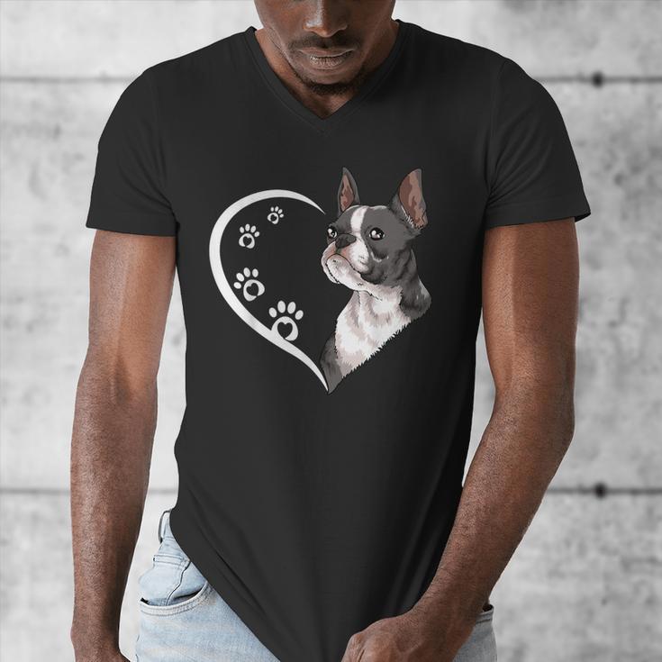Boston Terrier Shirts For Women Girls Kids Heart Cute Men's V-Neck T-Shirt, funny design