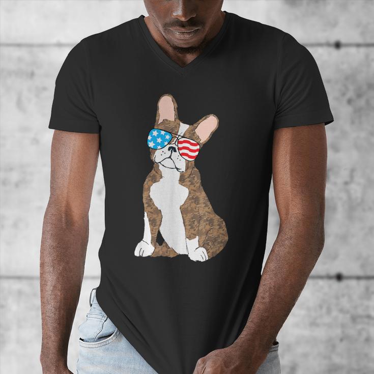 Brindle Boston Terrier Dog Patriotic Shirt USA Flag Men's V-Neck T-Shirt, Patriotic Boston Terrier Gifts, funny design