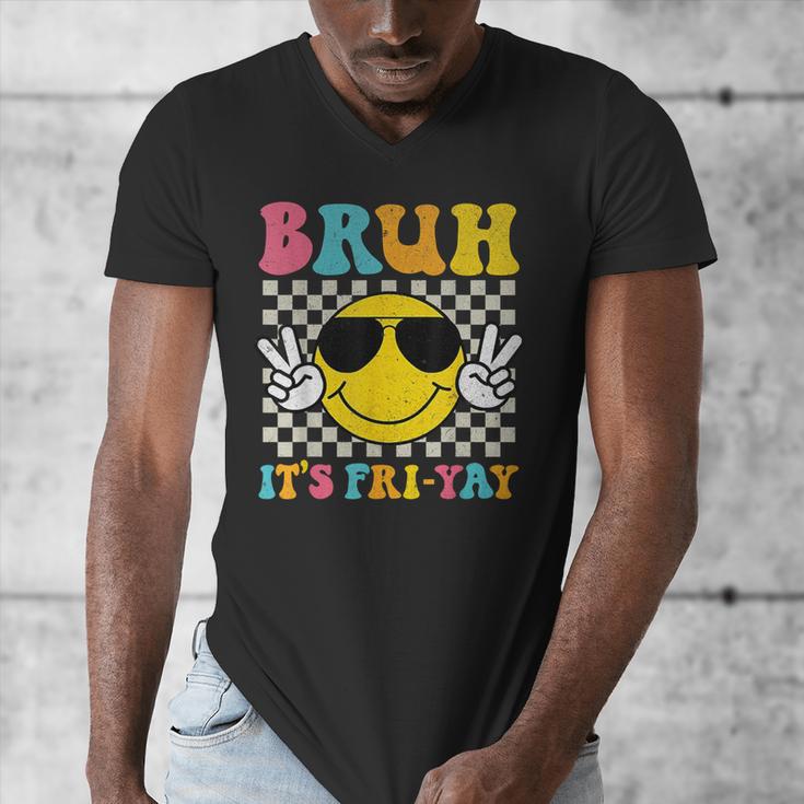 Bruh It's Fri-Yay Friday Weekend Smile Face Teacher Student Men's V-Neck T-Shirt, funny design