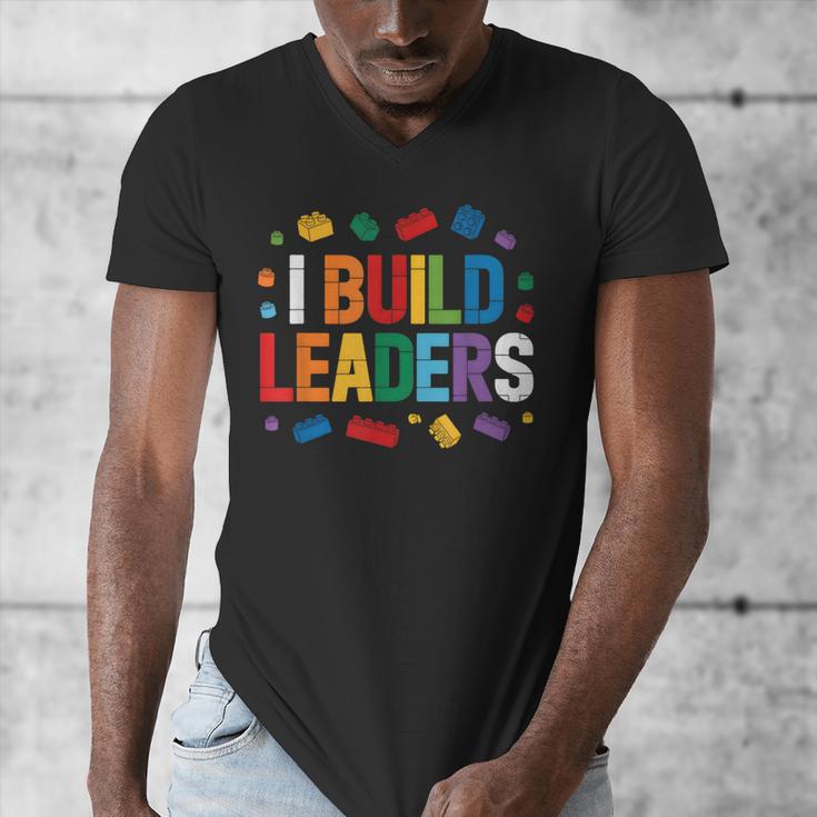 I Build Leaders Bricks Building Blocks Teacher Brick Builder Men's V-Neck T-Shirt, funny design