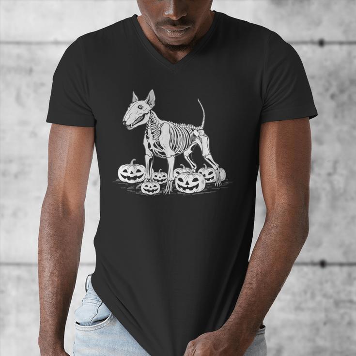 Bull Terrier Skeleton Birthday Halloween Kids Men's V-Neck T-Shirt, funny design