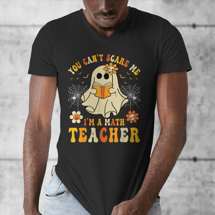 You Can't Scare Me I'm A Math Teacher Halloween Ghost Men's V-Neck T-Shirt, funny design