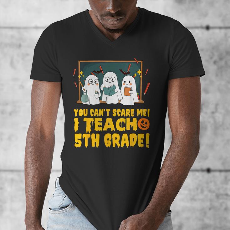 You Can't Scare Me I Teach 5th Grade Teacher Halloween Men's V-Neck T-Shirt, funny design
