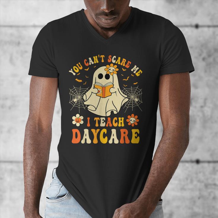 You Can’t Scare Me I Teach Daycare Teacher Halloween Ghost Men's V-Neck T-Shirt, funny design