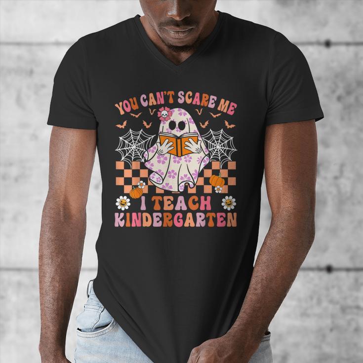 You Cant Scare Me I Teach Kindergarten Teacher Halloween Men's V-Neck T-Shirt, funny design