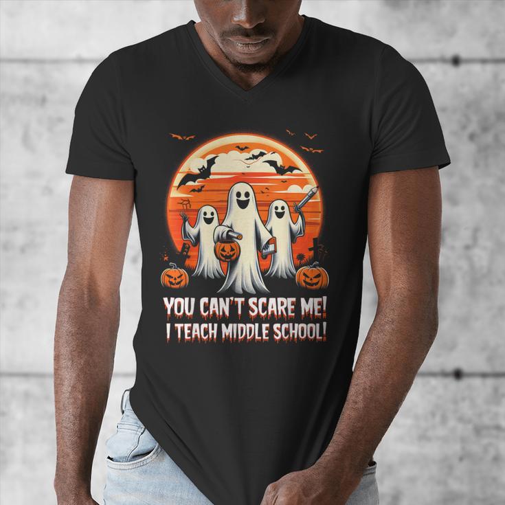 You Can't Scare Me I Teach Middle School Teacher Halloween Men's V-Neck T-Shirt, funny design