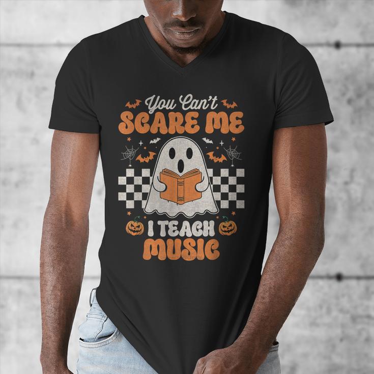 You Can't Scare Me I Teach Music Retro Teacher Halloween Men's V-Neck T-Shirt, funny design