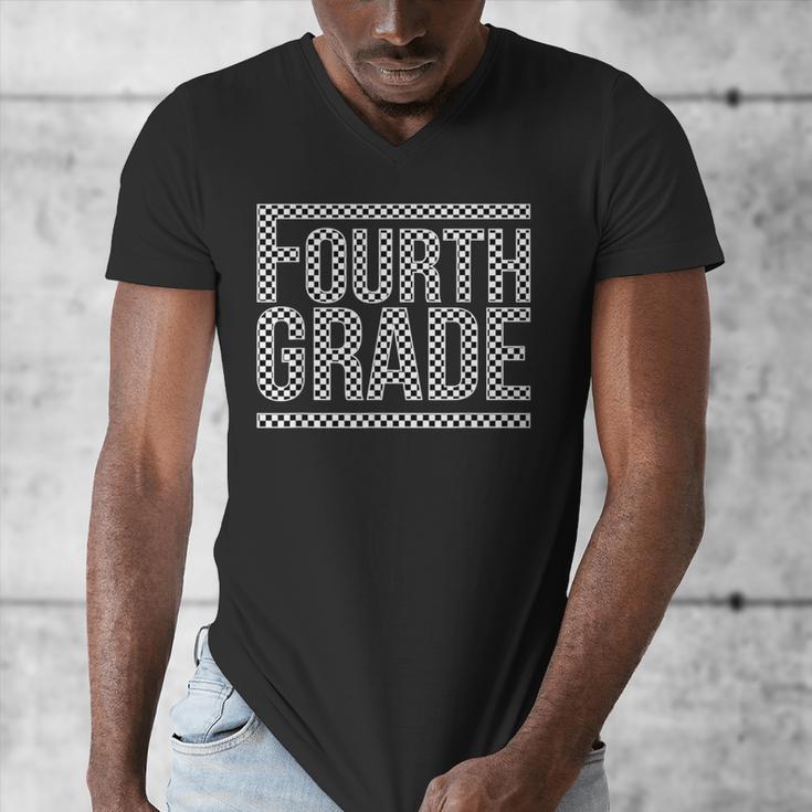 Checkered Fourth Grade Teacher Team Crew Back To School Men's V-Neck T-Shirt, funny design Checkered Fourth Grade Teacher Team Crew Back To School Men's V-Neck T-Shirt, funny design