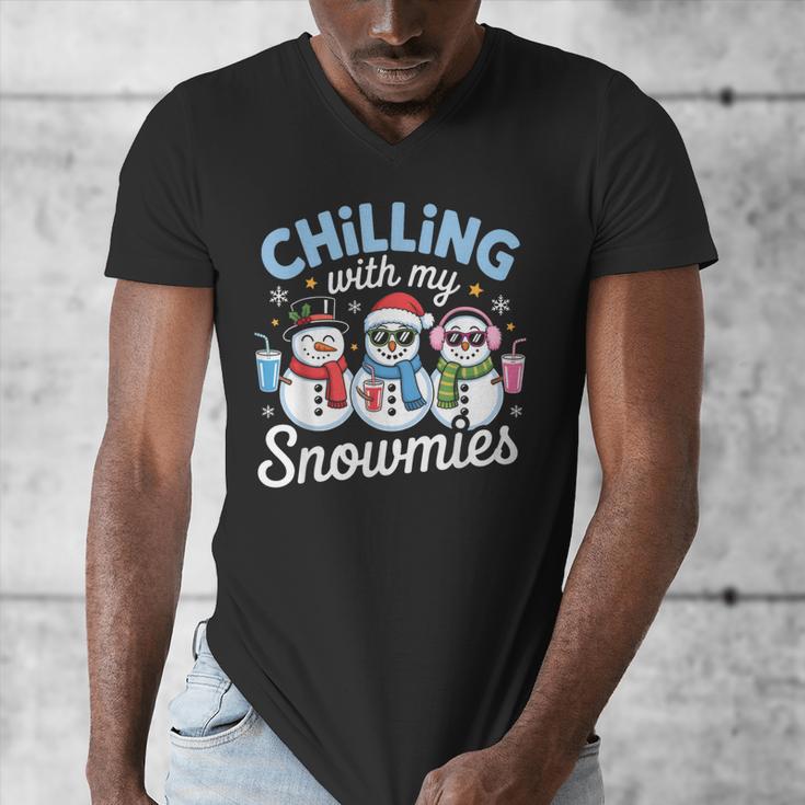 Chillin With My Snowmie Women Christmas Snowman Teacher Snow Men's V-Neck T-Shirt, funny design Chillin With My Snowmie Women Christmas Snowman Teacher Snow Men's V-Neck T-Shirt, funny design