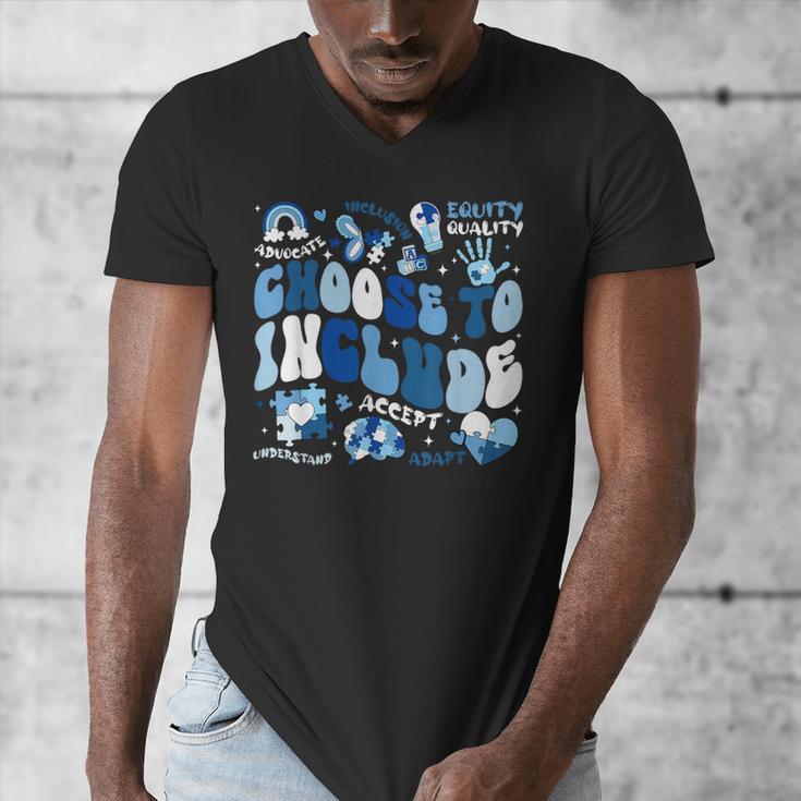 Choose To Include Inclusion Matters Autism Awareness Teacher Men's V-Neck T-Shirt, funny design