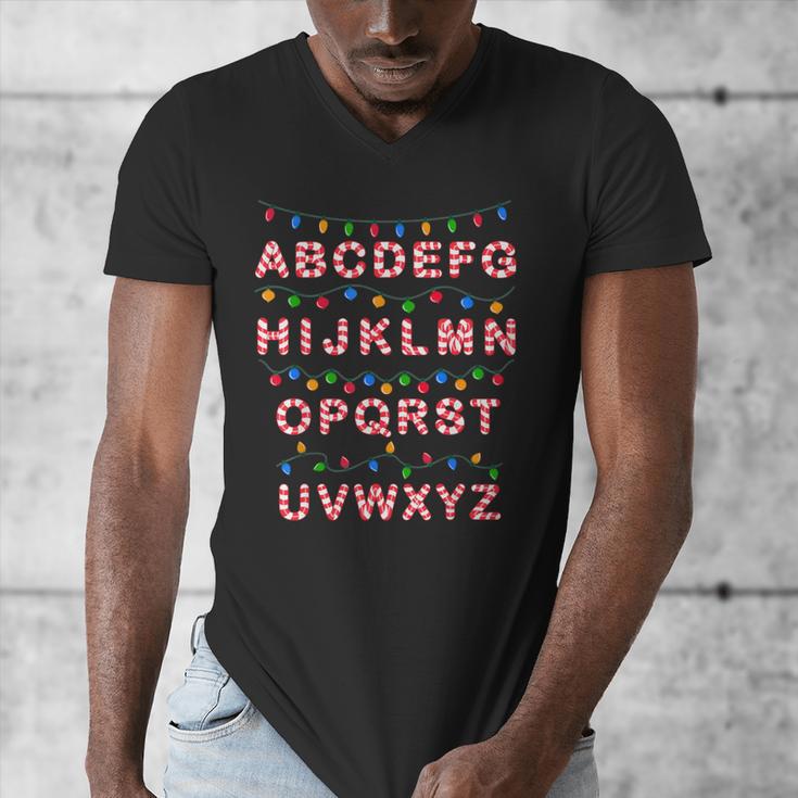 Christmas Alphabet Candy Cane Teachers Students Candy Cane For Men Women Kids Men's V-Neck T-Shirt, funny design Christmas Alphabet Candy Cane Teachers Students Candy Cane For Men Women Kids Men's V-Neck T-Shirt, funny design