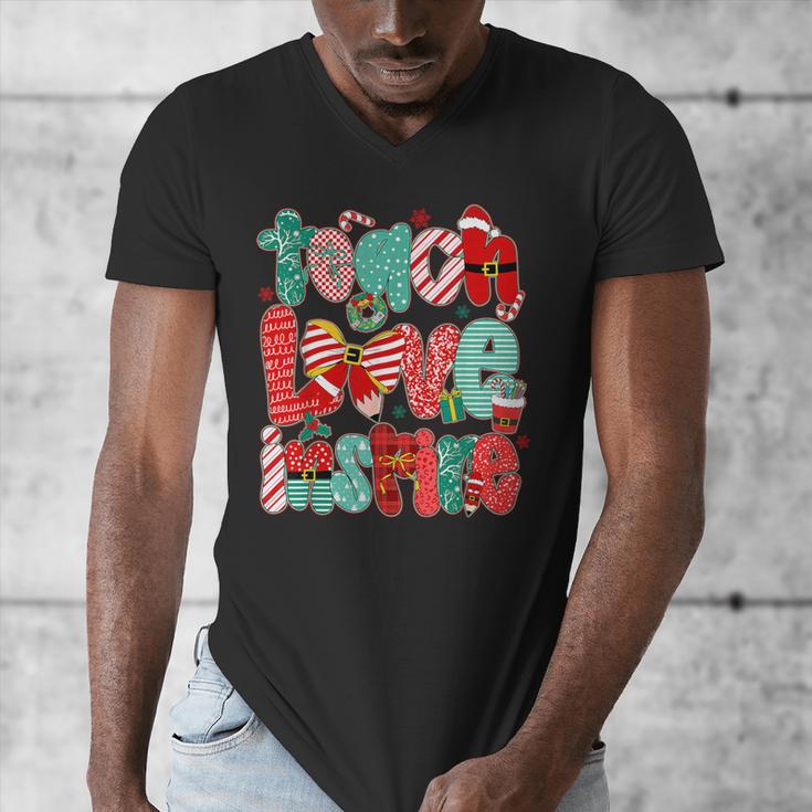 Christmas Coquette Bow Teacher Teach Love Inspire Men's V-Neck T-Shirt, funny design Christmas Coquette Bow Teacher Teach Love Inspire Men's V-Neck T-Shirt, funny design