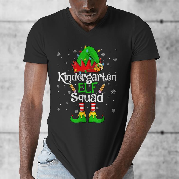 Christmas Kindergarten Elf Squad Teacher Student Men's V-Neck T-Shirt, funny design