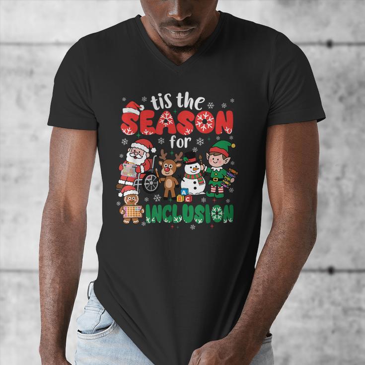 Christmas Sped Teacher Tis The Season For Inclusion Women Men's V-Neck T-Shirt, funny design