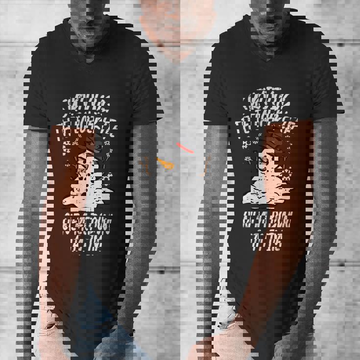 Christmas Surviving Teacher Life Meltdown Xmas Women Men Men&#x27;s V-Neck T-Shirt, funny design