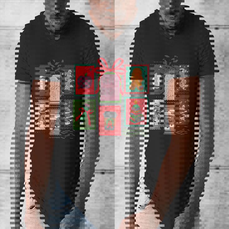 Christmas Teacher Stamps Men&#x27;s V-Neck T-Shirt, funny design