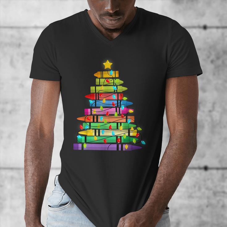 Christmas Tree Made Of Crayons School Teacher Life Student Men's V-Neck T-Shirt, funny design Christmas Tree Made Of Crayons School Teacher Life Student Men's V-Neck T-Shirt, funny design