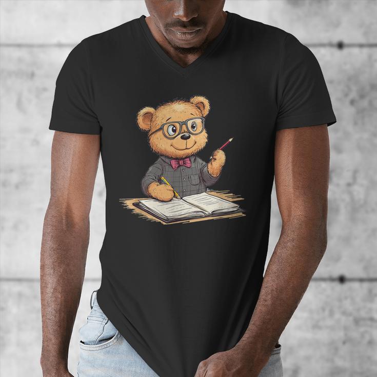 Classroom Fun With Teddy Bear Teacher Men's V-Neck T-Shirt, funny design