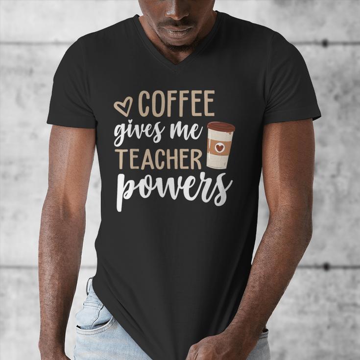 Coffee Gives Me Teacher Powers Teacher Men's V-Neck T-Shirt, funny design Coffee Gives Me Teacher Powers Teacher Men's V-Neck T-Shirt, funny design