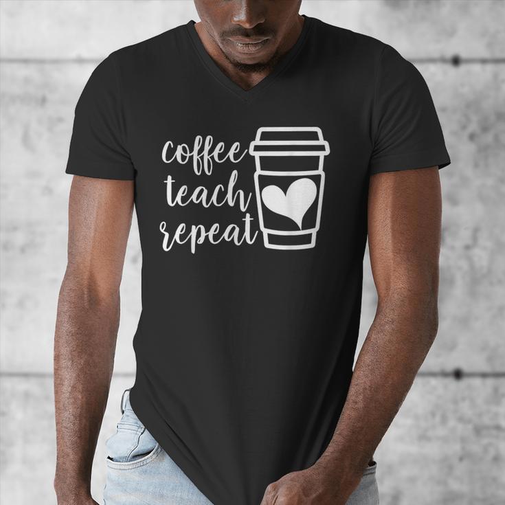 Coffee Teach Repeat Women's Misses Plus Size Teacher Men's V-Neck T-Shirt, funny design Coffee Teach Repeat Women's Misses Plus Size Teacher Men's V-Neck T-Shirt, funny design