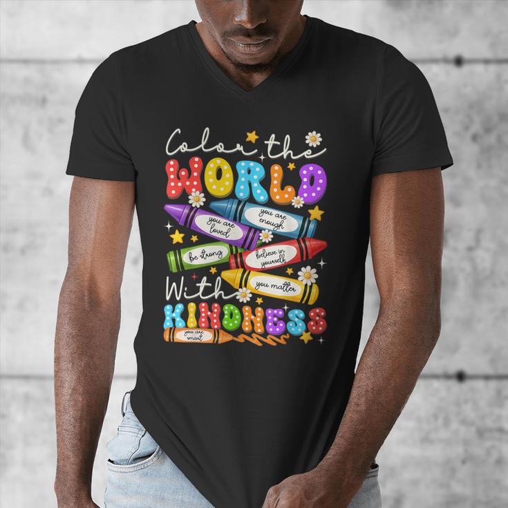 Color The World With Kindness Crayon Positivity Teacher Men's V-Neck T-Shirt, funny design Color The World With Kindness Crayon Positivity Teacher Men's V-Neck T-Shirt, funny design